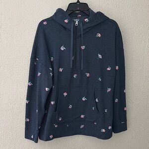 Women’s Croft & Barrow Floral Navy Hoodie Sweatshirt XXL